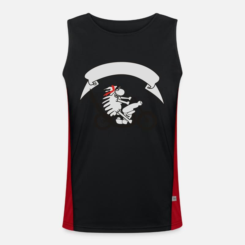 Biker sheep with banner - Men's Functional Contrast Tank Top  - black/red