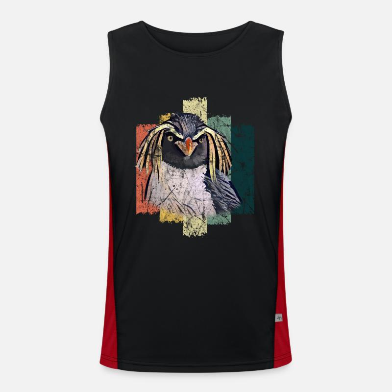 Penguin bird gift idea Men's Functional Contrast Tank Top 