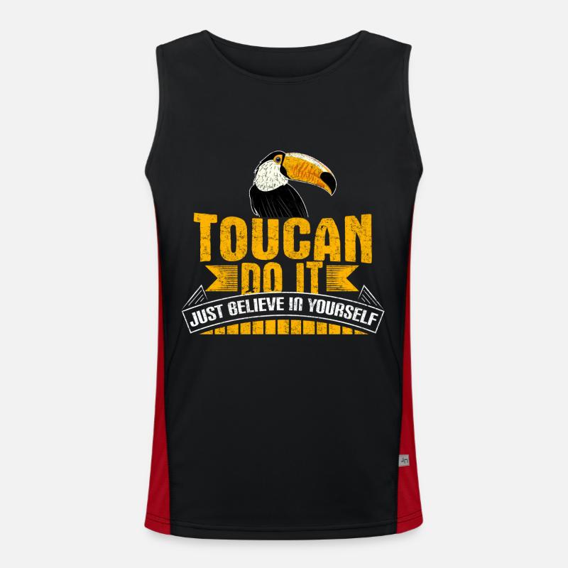 Toucan tropical bird jungle gift idea Men's Functional Contrast Tank Top 