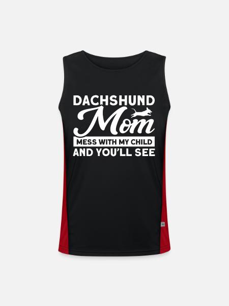 Dachshund Dachshund Dachshund Mama Dachshund Pet - Men's Functional Contrast Tank Top  - black/red - Front