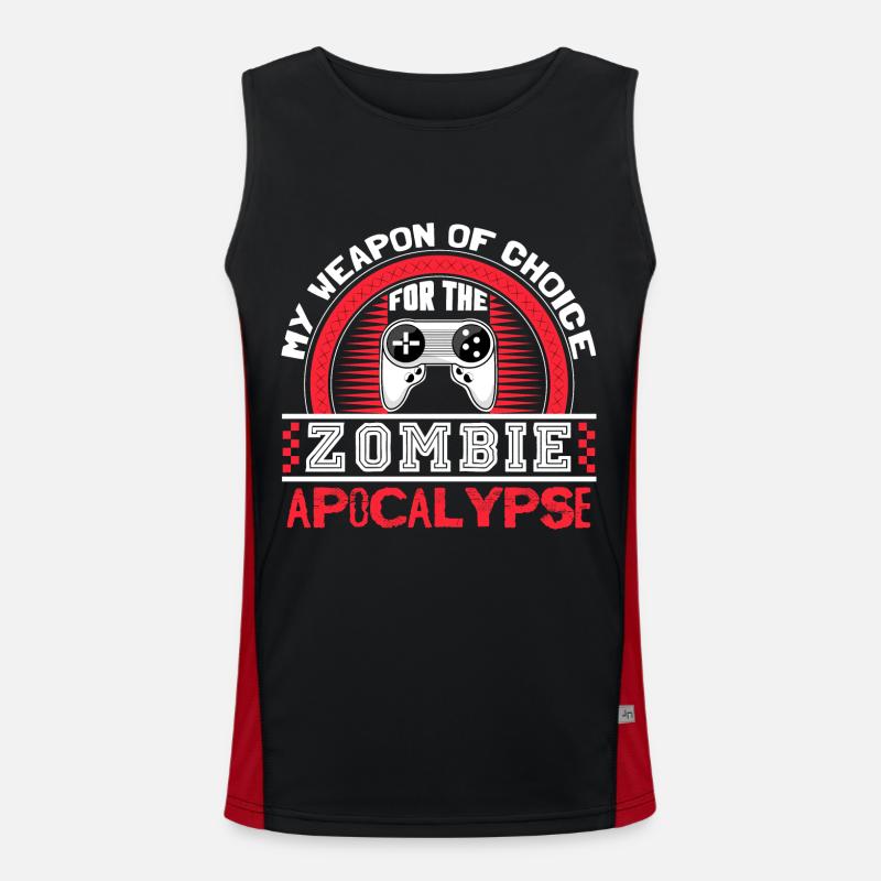 Zombie Apokalypse Virus Lustiger Spruch Funktionelles Kontrast-Tank Top für Männer 