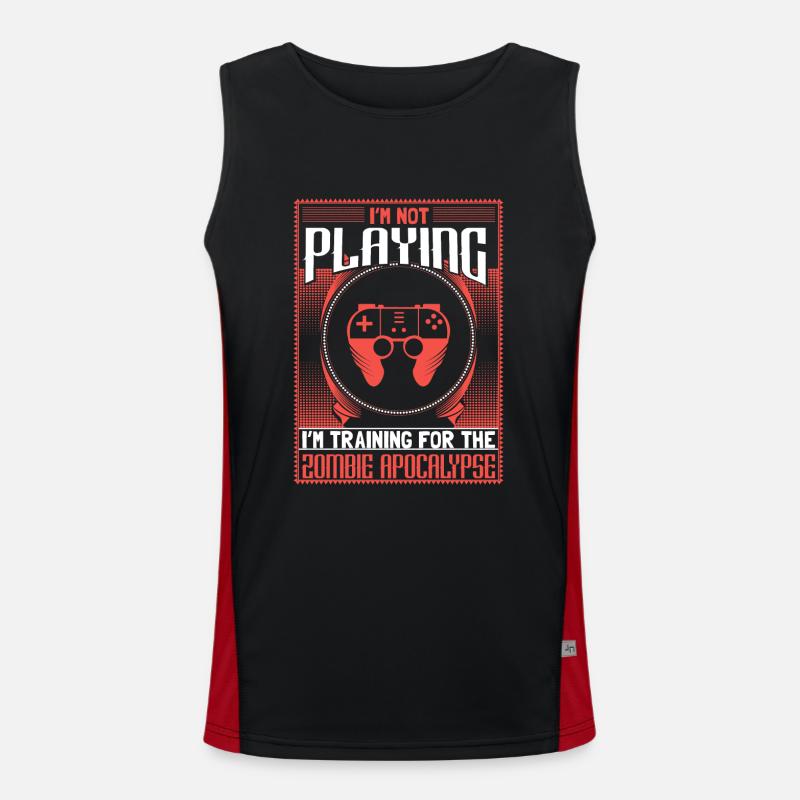 Zombie Apocalypse Games Funny Gift Idea Men's Functional Contrast Tank Top 