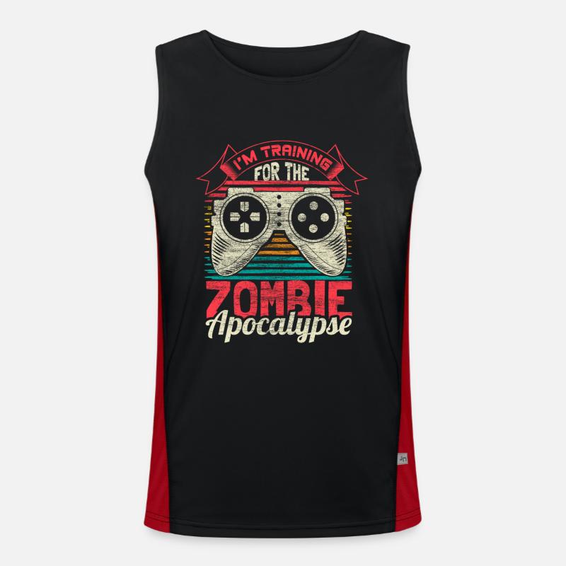 Zombie Apokalypse Gamer Survival Geschenkidee Funktionelles Kontrast-Tank Top für Männer 