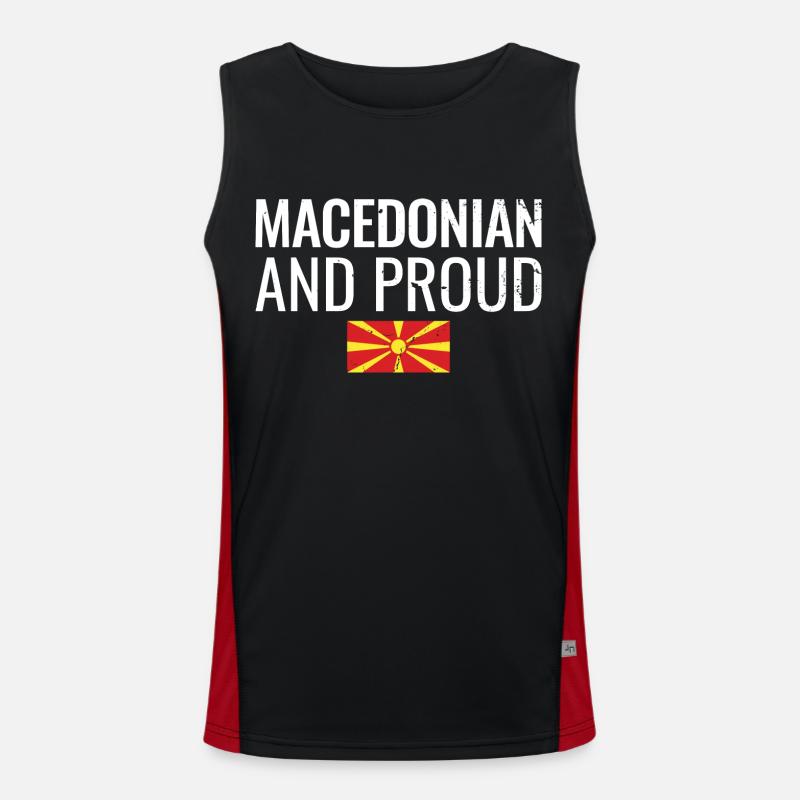 Macedonian And Proud Mazedonisch Mazedonier Funktionelles Kontrast-Tank Top für Männer 