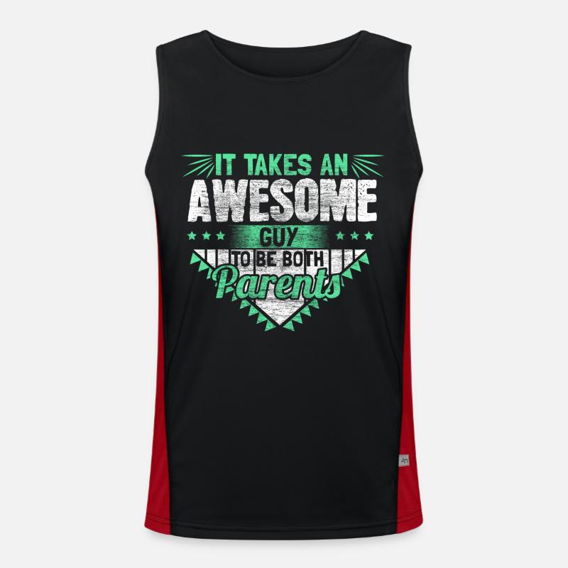 Single Father Dad Gift - Men's Functional Contrast Tank Top  - black/red
