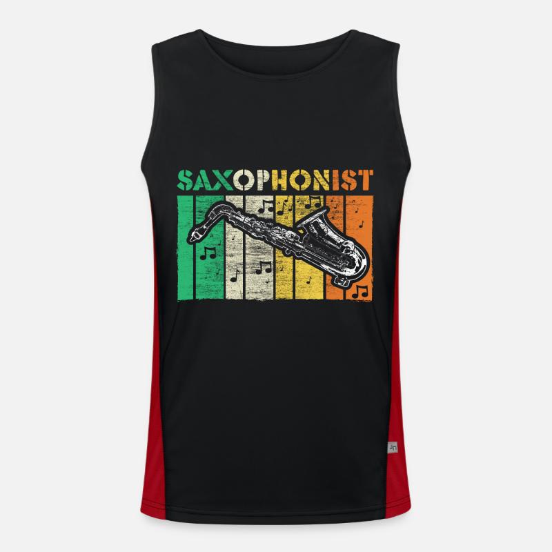 Saxophone Wind Instrument Musical Gift Idea Men's Functional Contrast Tank Top 