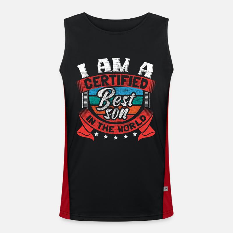 Bester Sohn Vater Geburtstag Geschenkidee Funktionelles Kontrast-Tank Top für Männer 
