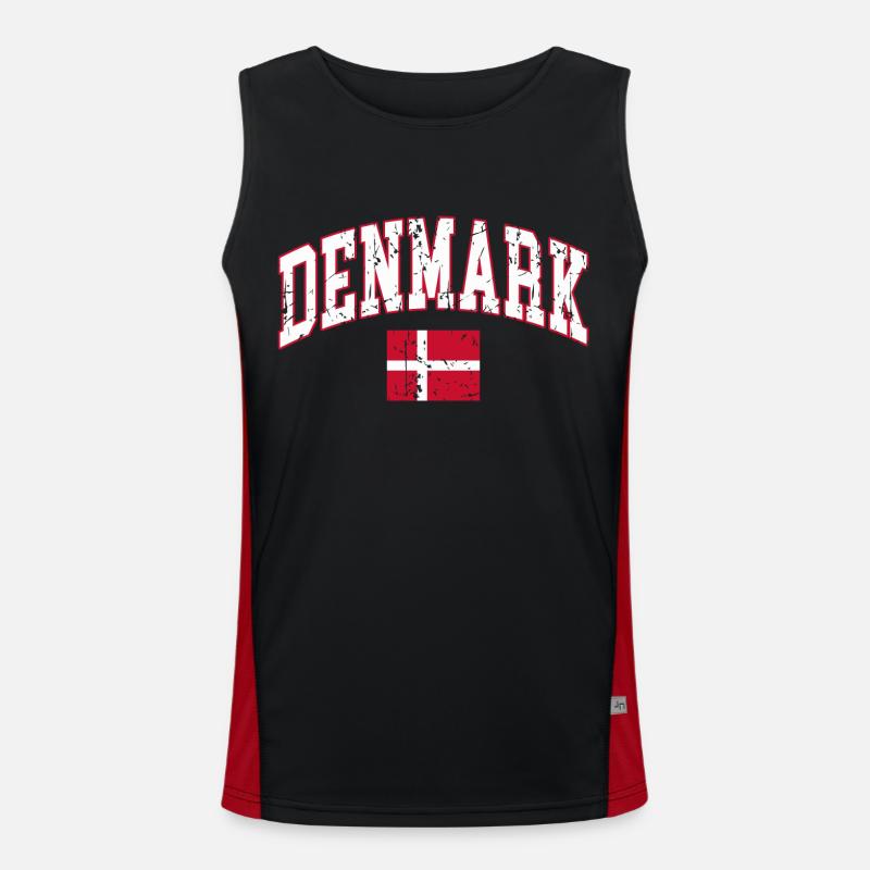 Denmark flag Denmark Men's Functional Contrast Tank Top 