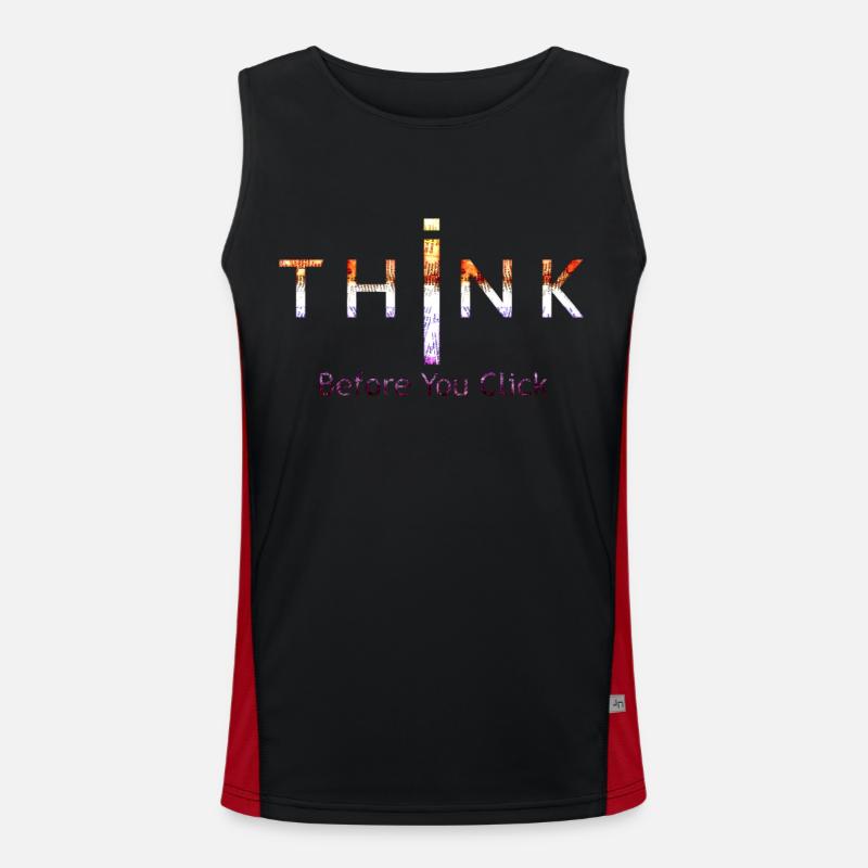 Think before think before quotes funny meme popular Men's Functional Contrast Tank Top 