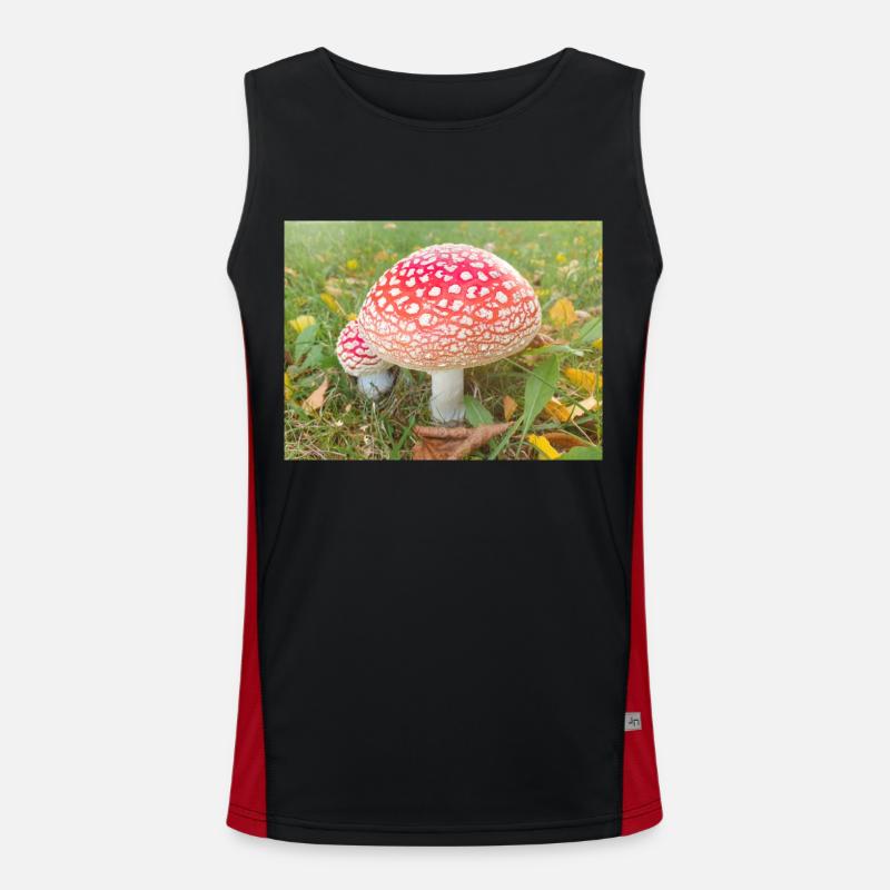fly agaric also toadstool - Men's Functional Contrast Tank Top  - black/red