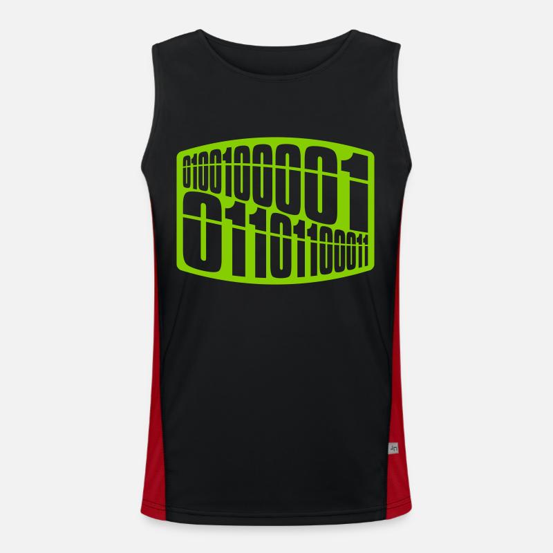 Binary Code Program Language - Men's Functional Contrast Tank Top  - black/red