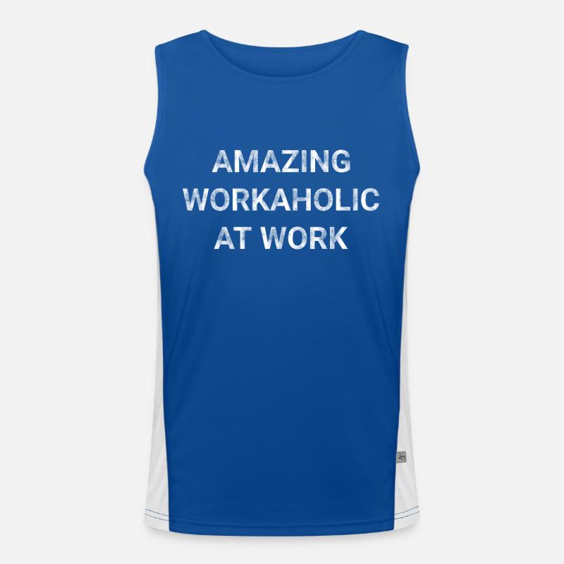 Amazing Workaholic At Work Men's Functional Contrast Tank Top 