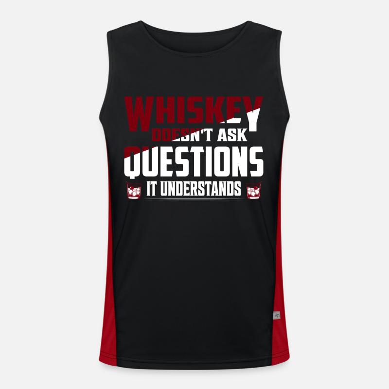 Whiskey Doesn't Ask Questions It Understands Drink Funktionelles Kontrast-Tank Top für Männer 