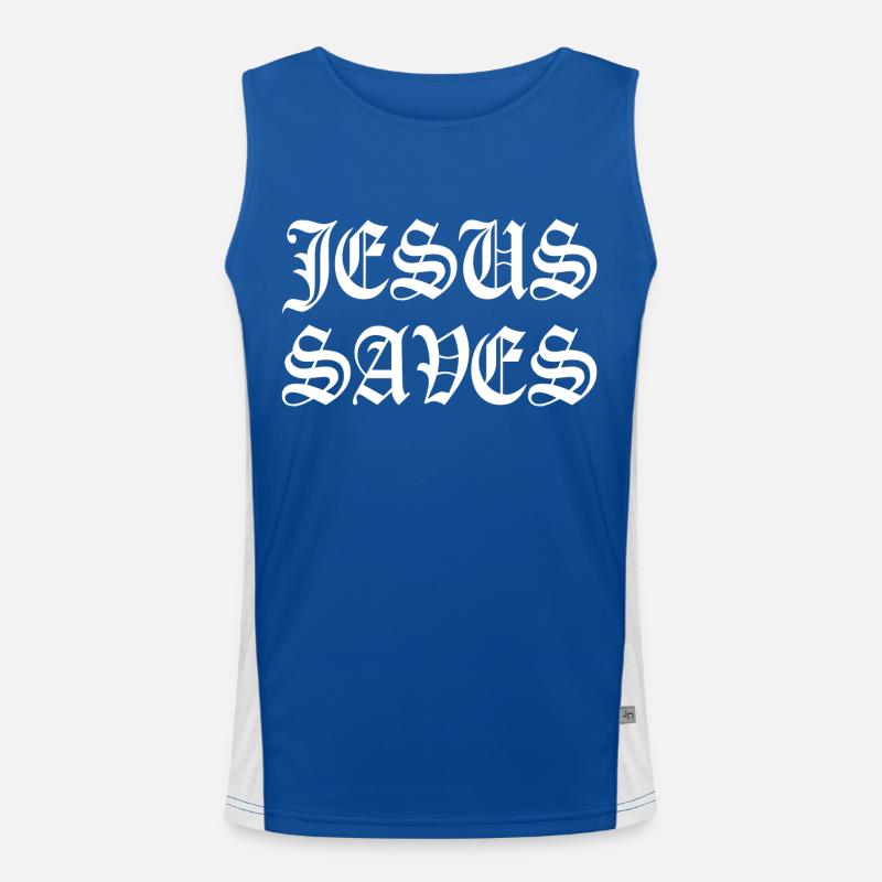 Jesus Saves Spruch Christlich Funktionelles Kontrast-Tank Top für Männer 