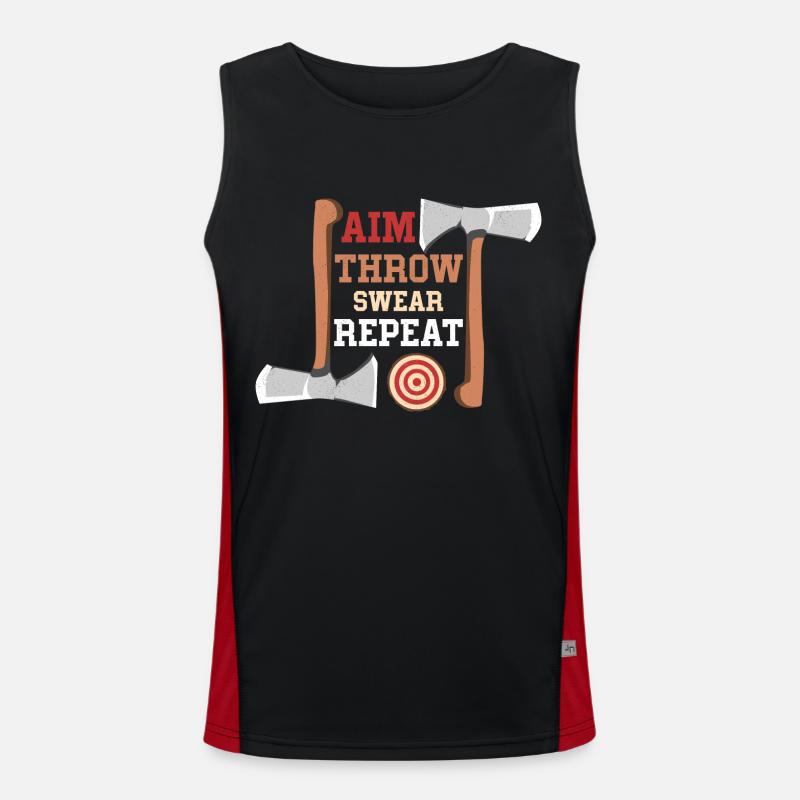 Aim Throw Swear Repeat Hatchet Ax Thrower Men's Functional Contrast Tank Top 