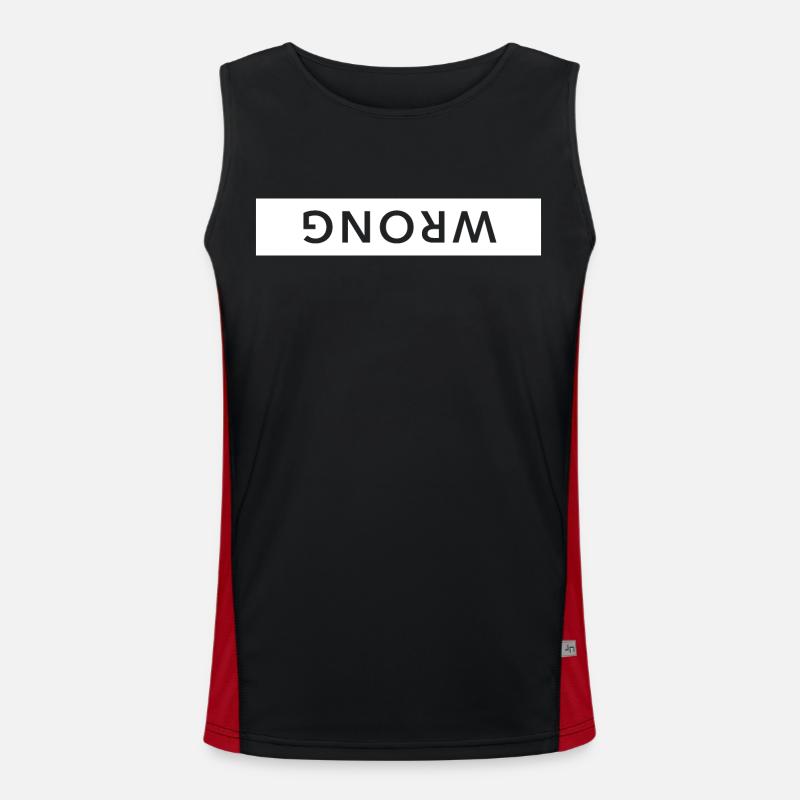 wrong upside down funny saying - Men's Functional Contrast Tank Top  - black/red