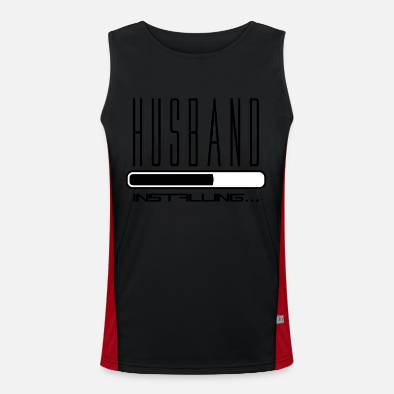 husband husband installing loading bar - Men's Functional Contrast Tank Top  - black/red