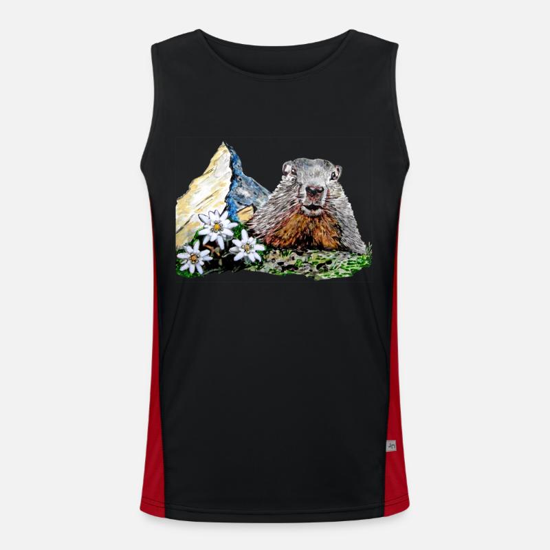 Scherenschnitt Alpen Matterhorn Murmeltier Funktionelles Kontrast-Tank Top für Männer 