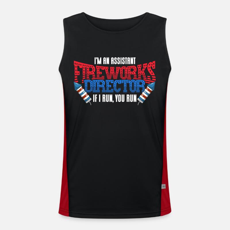 Funny fireworks pyrotechnician saying Men's Functional Contrast Tank Top 