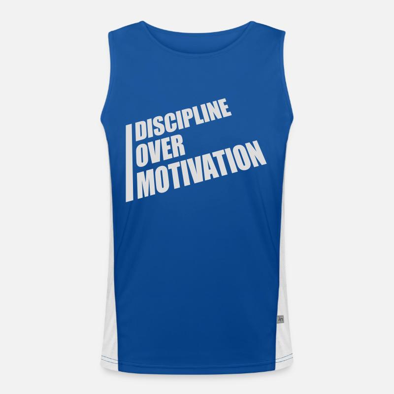 discipline over motivation Zitat Funktionelles Kontrast-Tank Top für Männer 