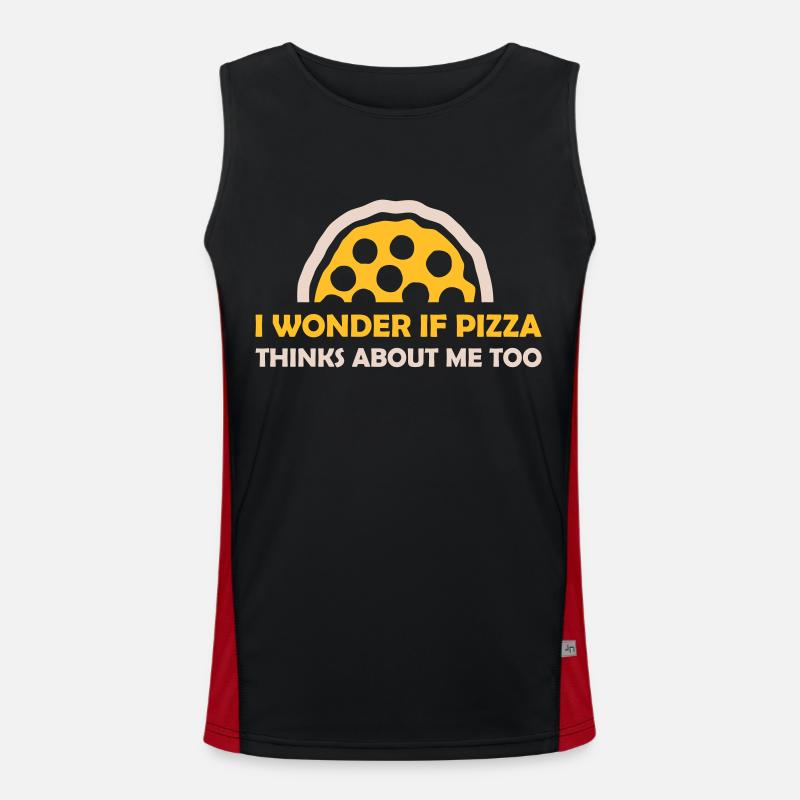 pizza thinks about me Men's Functional Contrast Tank Top 