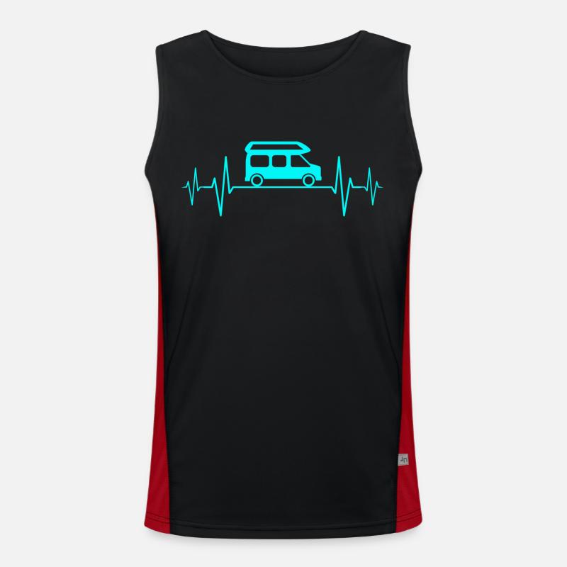 Camper Campervan Van Herzschlag ECG Bus Camping Débardeur respirant contrasté Homme 