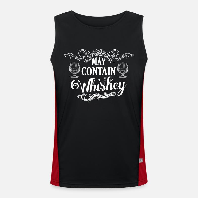May Contain Whiskey Drinking Whiskey Funktionelles Kontrast-Tank Top für Männer 
