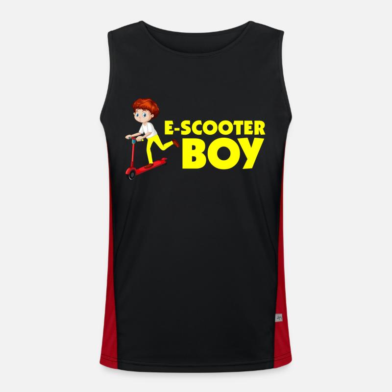 E-Scooter Roller Scooter - Men's Functional Contrast Tank Top  - black/red