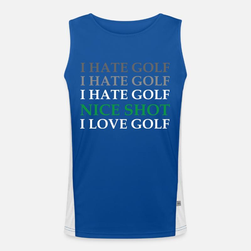 I hate Golf nice shot - funny, humorous, funny Men's Functional Contrast Tank Top 