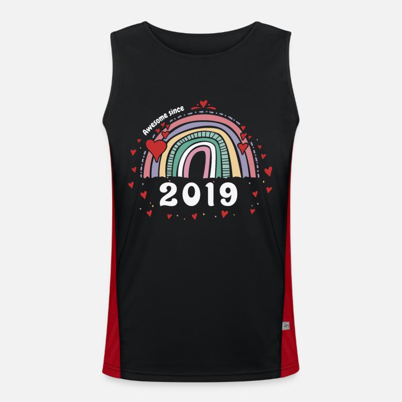 Cute Rainbow Awesome 2019 - 4e anniversaire avec Débardeur respirant contrasté Homme 