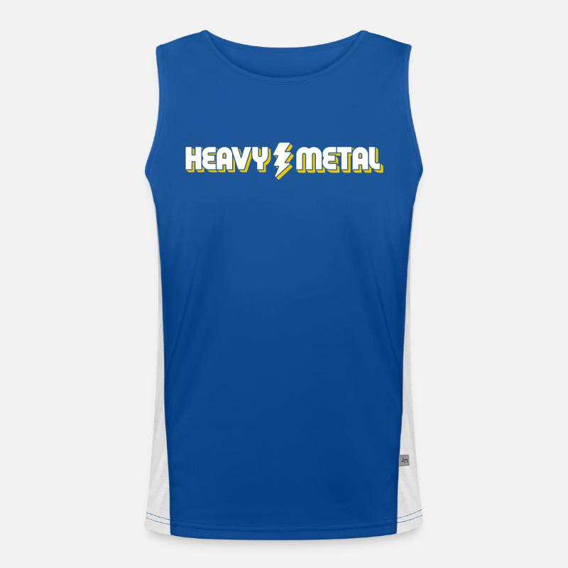 Heavy Metal Lightning Bolt Text Logo Men's Functional Contrast Tank Top 