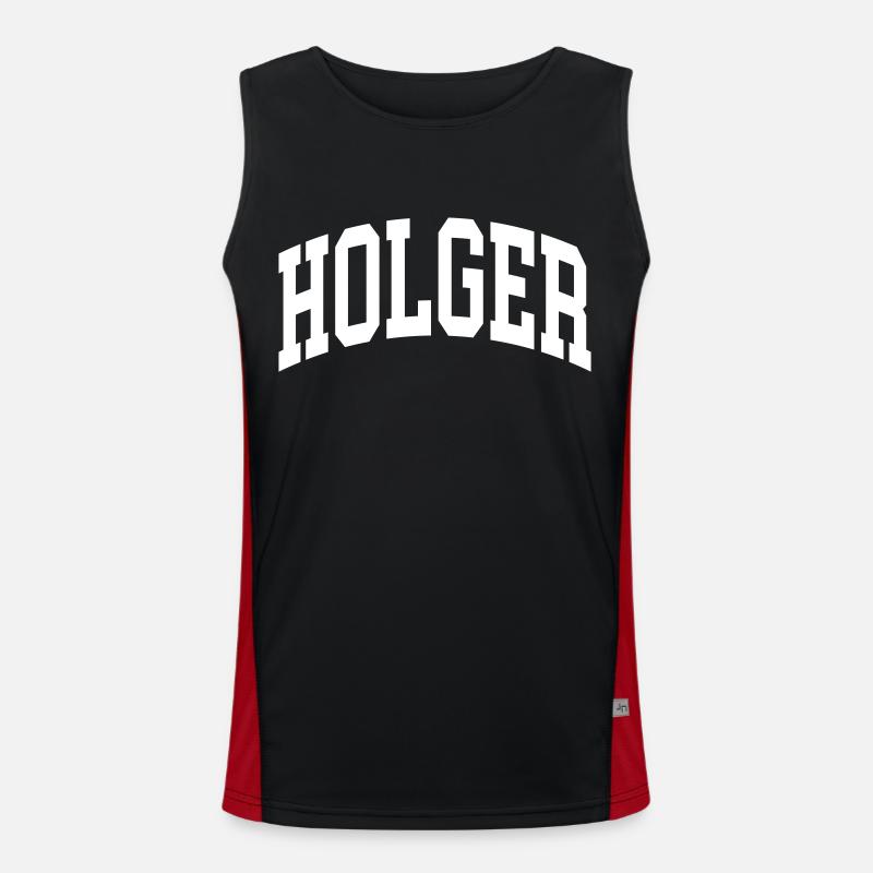 Holger - Men's Functional Contrast Tank Top  - black/red