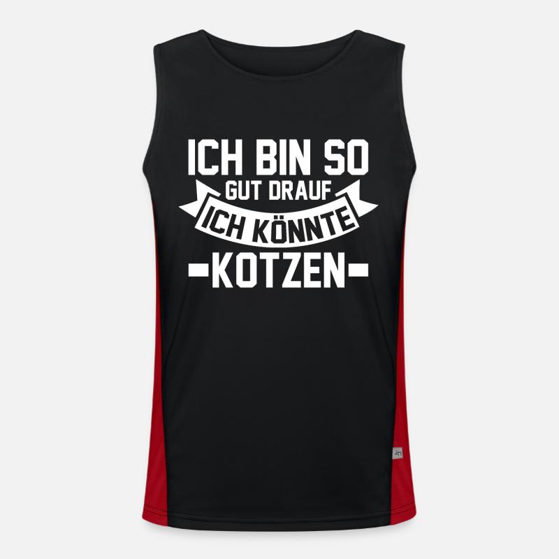 Ich Bin So Gut Drauf Ich Könnte Kotzen Funktionelles Kontrast-Tank Top für Männer 