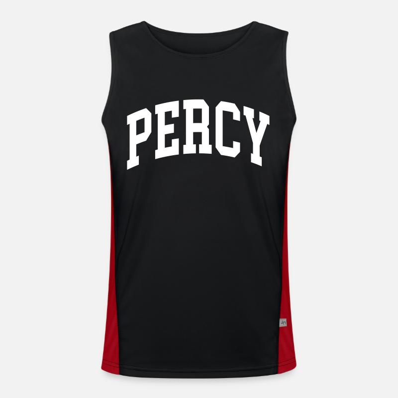 Percy - Men's Functional Contrast Tank Top  - black/red
