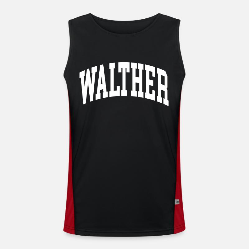 Walther - Men's Functional Contrast Tank Top  - black/red