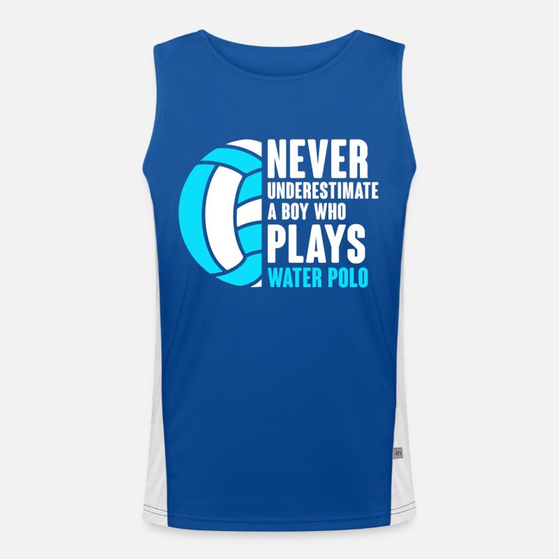 Never Underestimate A Boy Who Plays Water Polo Pla Men's Functional Contrast Tank Top 