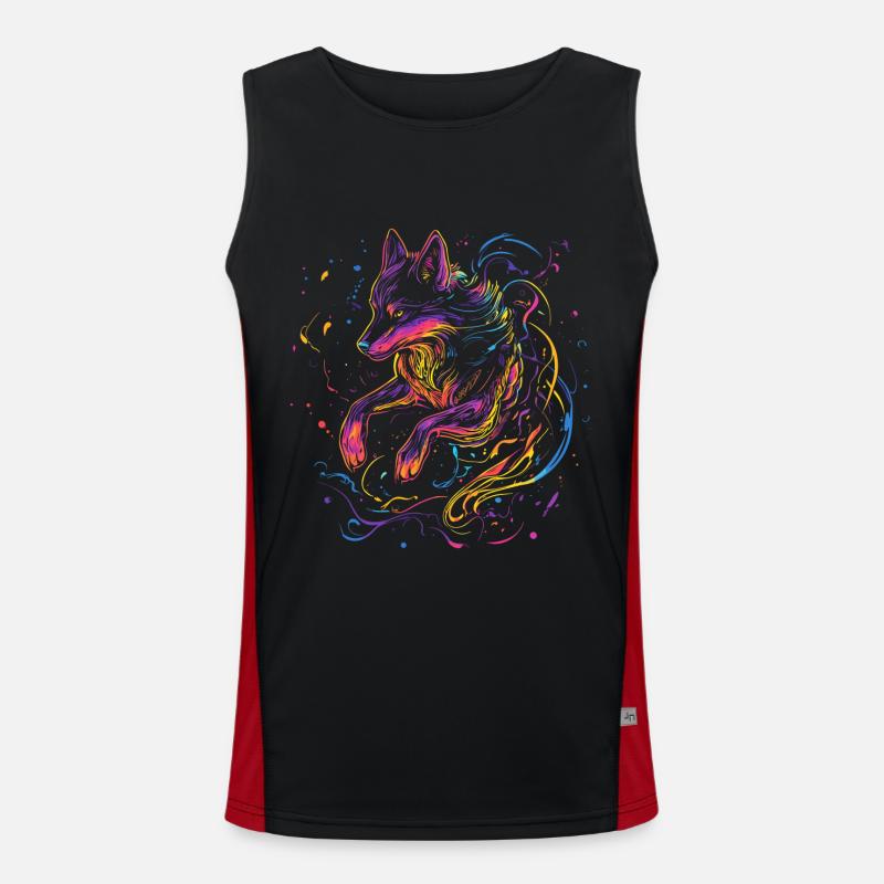Wolf Wolf Head Wolves Wolf Pack Nature Neon Colorful Men's Functional Contrast Tank Top 