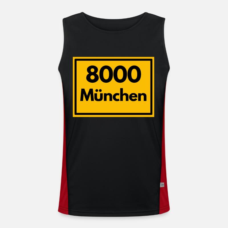 Place sign - then Retro urban Zip Code 8000 Munich Men's Functional Contrast Tank Top 