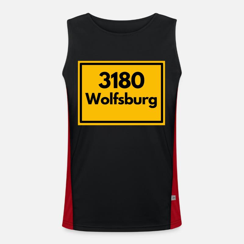Place sign - then retro old zip code 3180 WOLFSBURG Men's Functional Contrast Tank Top 