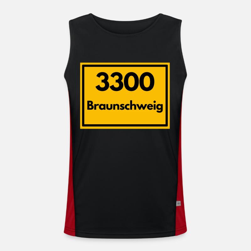 Town sign - then old zip code 3300 BRAUNSCHWEIG Men's Functional Contrast Tank Top 