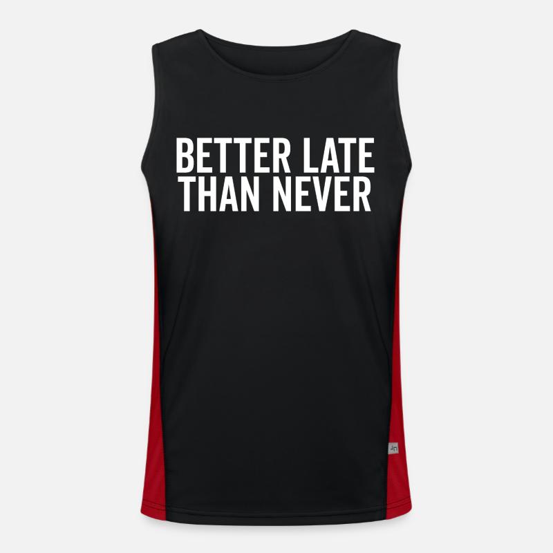 Better Late Than Never - Men's Functional Contrast Tank Top  - black/red