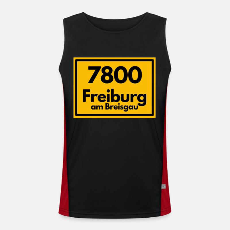 Panneau de lieu - puis rétro ancien code postal 7800 FREIBURG Débardeur respirant contrasté Homme 