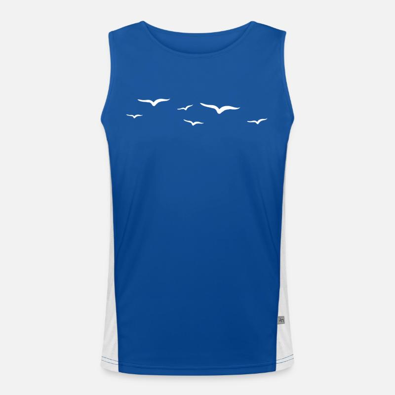 Abstract Flying Bird Illustration Men's Functional Contrast Tank Top 