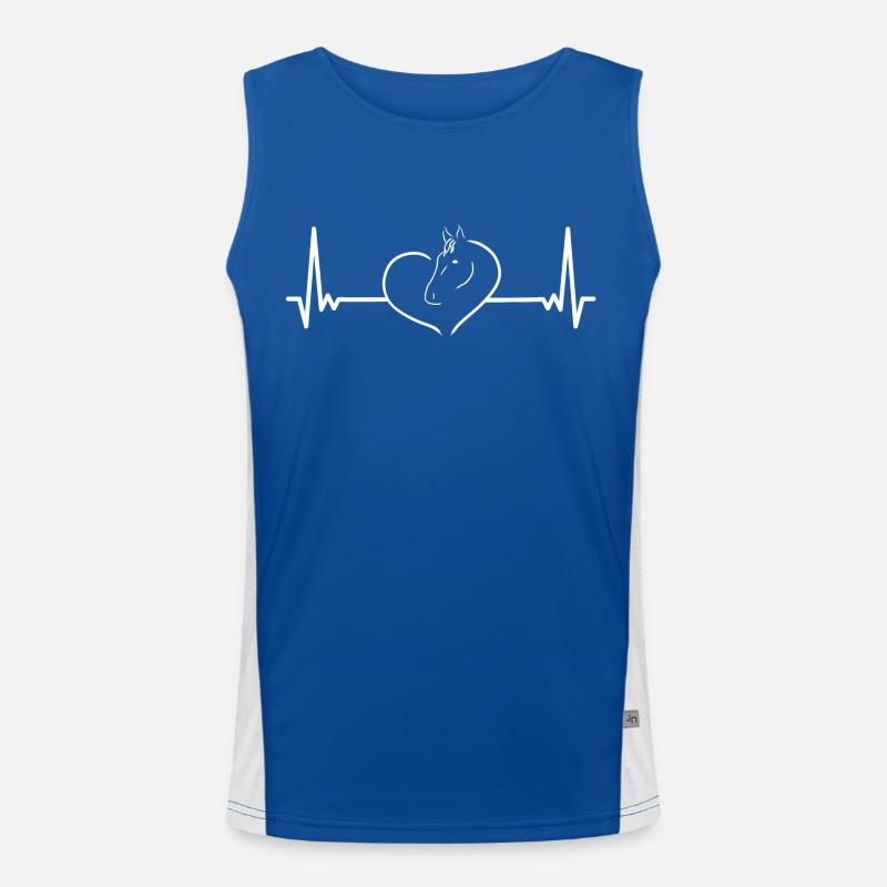 Herz Pferd EKG Kardiogramm Geschenkidee Funktionelles Kontrast-Tank Top für Männer 