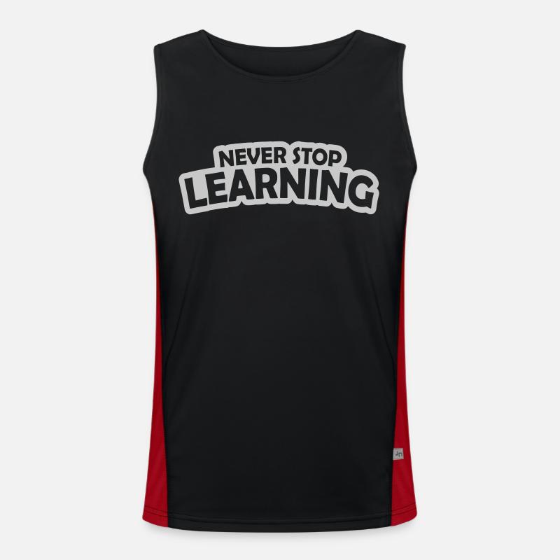 never stop learning quote - Men's Functional Contrast Tank Top  - black/red