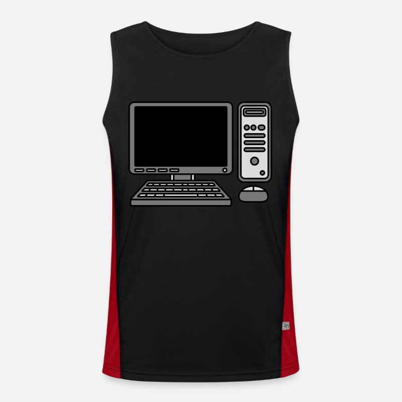 Computer Keyboard Mouse Screen - Men's Functional Contrast Tank Top  - black/red