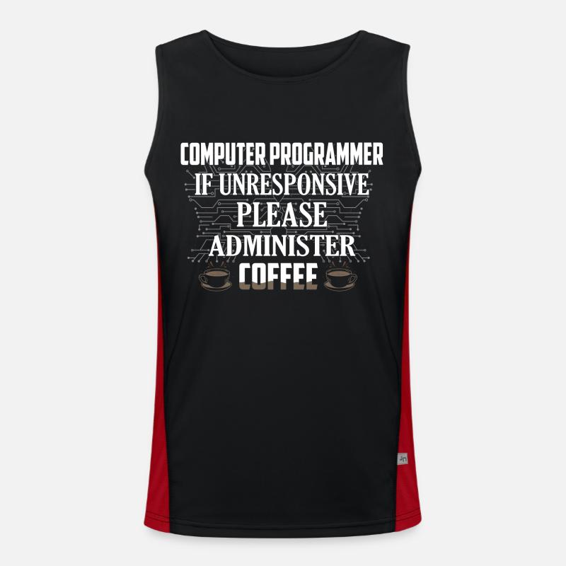 Computer Programmer Coding Software - Funktionelles Kontrast-Tank Top für Männer  - Schwarz/Rot