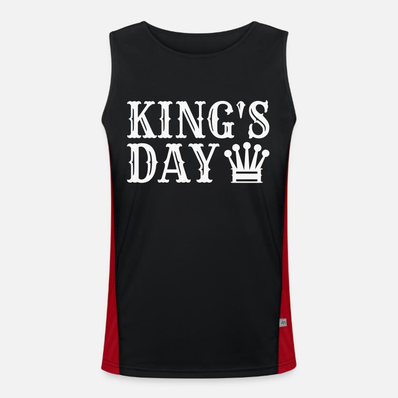 Kings Day saying with crown - Men's Functional Contrast Tank Top  - black/red