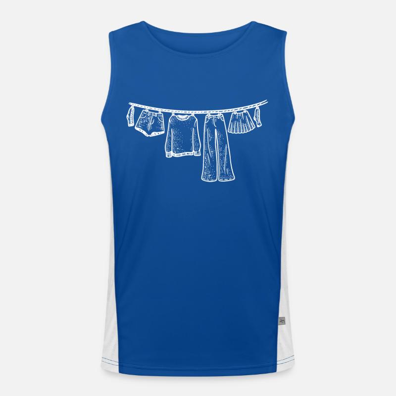 Laundry Clothesline Hand Drawn Funny Men's Functional Contrast Tank Top 