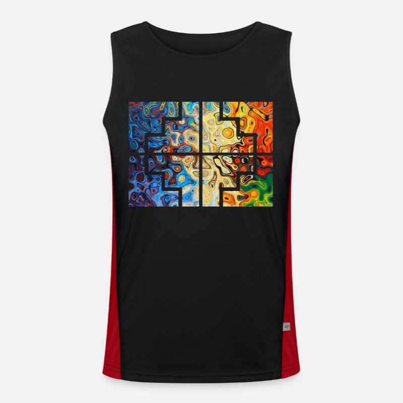 Geometric Collors Men's Functional Contrast Tank Top 